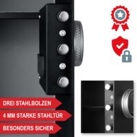 Geräumiger Möbeltresor mit Fingerabdruckscanner für wertvolle Gegenstände und Bargeld.