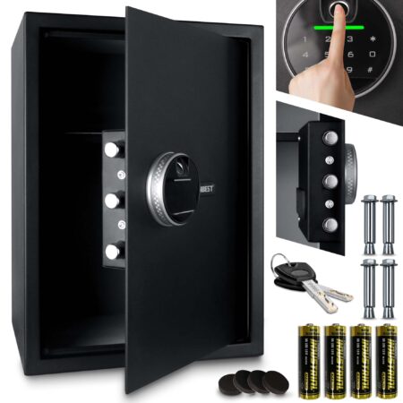 Geräumiger Möbeltresor mit Fingerabdruckscanner für wertvolle Gegenstände und Bargeld.