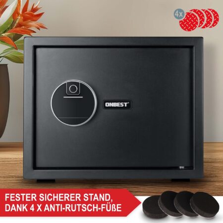 Elektronischer Möbeltresor 38x30x30 cm mit Fingerabdrucksensor für einfachen und sicheren Zugriff.