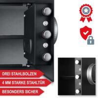 Elektronischer Möbeltresor 38x30x30 cm mit Fingerabdrucksensor für einfachen und sicheren Zugriff.