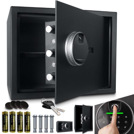 Elektronischer Möbeltresor 38x30x30 cm mit Fingerabdrucksensor für einfachen und sicheren Zugriff.