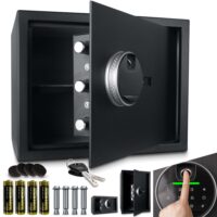 Elektronischer Möbeltresor 38x30x30 cm mit Fingerabdrucksensor für einfachen und sicheren Zugriff.