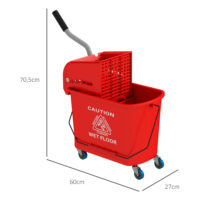 Mopp-Eimer mit Auswringer und Rollen 20L Kunststoff rot