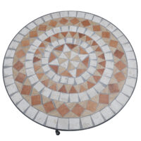Mosaiktisch Gartentisch Balkon rund aus Stahl Keramik orange weiss