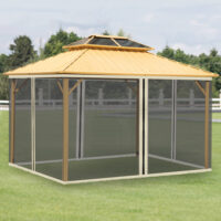 Schwarzes Moskitonetz mit 4 Seitenteilen für 3x4m Pavillon.