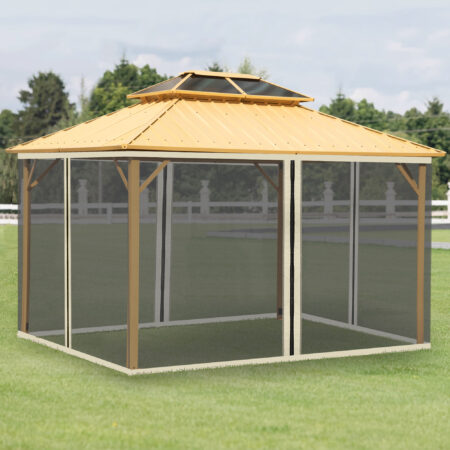 Schwarzes Moskitonetz mit 4 Seitenteilen für 3x4m Pavillon.