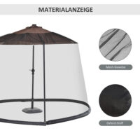 Moskitonetz Mückenschutz Fliegennetz für Sonnenschirm schwarz