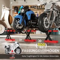 Motorradheber höhenverstellbar für Werkstatt 500kg rot