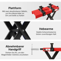 Motorradheber höhenverstellbar für Werkstatt 500kg rot