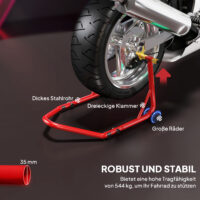 Motorradständer Motorradheber vorne hinten bis 544kg Stahl rot