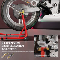 Motorradständer Motorradheber vorne hinten bis 544kg Stahl rot