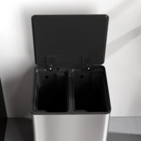 Mülleimer mit 2 Fächern Soft-Close fingerabdrucksicher 40L Edelstahl silber