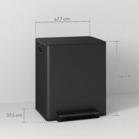 Mülleimer mit 2 Fächern Soft-Close 50L Edelstahl schwarz