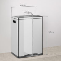Mülleimer mit Fusspedal 2 Fächer Deckel 2x20L Edelstahl