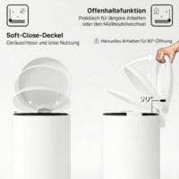 Mülleimer Treteimer mit Pedal und Deckel 30L cremeweiss