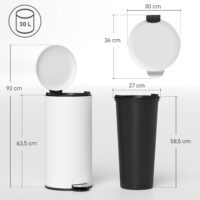 Mülleimer Treteimer mit Pedal und Deckel 30L cremeweiss