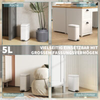 Mülleimer mit Fusspedal und Inneneimer 5L Metall weiss