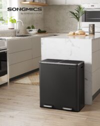 Mülleimer mit zwei Fächern für Abfalltrennung, 2x30 Liter.