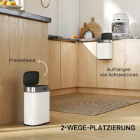 Mülleimer hängend oder stehend 5L Edelstahl cremeweiss