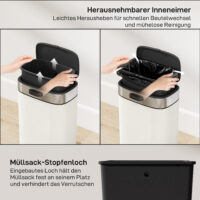 Mülleimer hängend oder stehend 5L Edelstahl cremeweiss