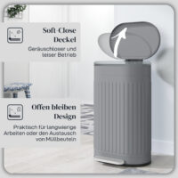 Mülleimer Treteimer mit Deckel Soft-Close 30L grau
