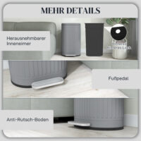 Mülleimer Treteimer mit Deckel Soft-Close 30L grau