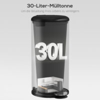 Mülleimer Treteimer mit Deckel Soft Close Inneneimer 30L schwarz