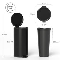Mülleimer Treteimer mit Deckel Soft Close Inneneimer 30L schwarz