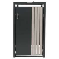 Mülltonnenbox Metall anthrazit helle Holzoptik 1er mit Deckel