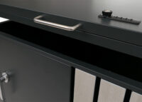 Mülltonnenbox Metall anthrazit helle Holzoptik 1er mit Deckel