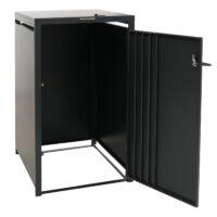 Mülltonnenbox Metall anthrazit helle Holzoptik 1er mit Deckel