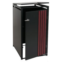 Mülltonnenbox Metall anthrazit dunkle Holzoptik für 1 Tonne