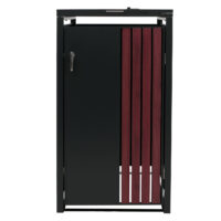 Mülltonnenbox Metall anthrazit dunkle Holzoptik für 1 Tonne