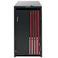 Mülltonnenbox Metall anthrazit dunkle Holzoptik für 1 Tonne