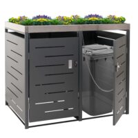 Mülltonnenbox 2er Set aus Edelstahl und Metall mit Pflanzkasten