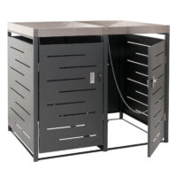 Mülltonnenbox 2er Set aus Edelstahl und Metall mit Pflanzkasten