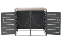 Mülltonnenbox 2er Set aus Edelstahl und Metall mit Pflanzkasten