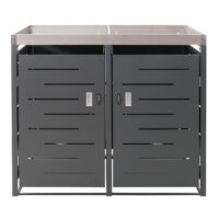 Mülltonnenbox 2er Set aus Edelstahl und Metall mit Pflanzkasten
