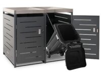 Mülltonnenbox 2er Set aus Edelstahl und Metall mit Pflanzkasten
