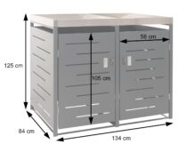 Mülltonnenbox 2er Set aus Edelstahl und Metall mit Pflanzkasten