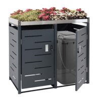 Mülltonnenbox 2er mit Pflanzkasten aus Edelstahl und Metall erweiterbar
