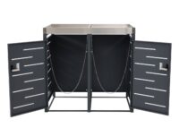 Mülltonnenbox 2er mit Pflanzkasten aus Edelstahl und Metall erweiterbar