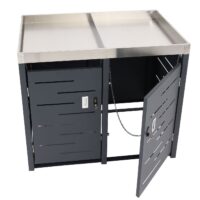 Mülltonnenbox 2er mit Pflanzkasten aus Edelstahl und Metall erweiterbar