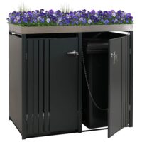 Mülltonnenbox 2er aus Metall anthrazit 125x132x84 cm mit Pflanzkasten