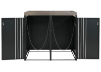 Mülltonnenbox 2er aus Metall anthrazit 125x132x84 cm mit Pflanzkasten