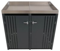 Mülltonnenbox 2er aus Metall anthrazit 125x132x84 cm mit Pflanzkasten