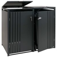 Mülltonnenbox Metall anthrazit 2er mit Deckel für Außenbereich