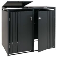 Mülltonnenbox Metall anthrazit 2er mit Deckel für Außenbereich