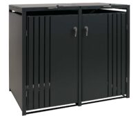 Mülltonnenbox Metall anthrazit 2er mit Deckel für Außenbereich