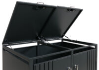 Mülltonnenbox Metall anthrazit 2er mit Deckel für Außenbereich